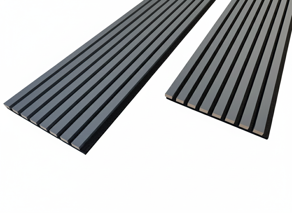 Panel Haus Colour Grey Acoustic Slat Wall Panel - 240cm x 32cm (2 pack)