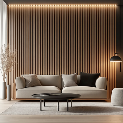 Panel Haus Oak Acoustic Slatted Wood Wall Panels- 240cm x 32cm (2 pack)