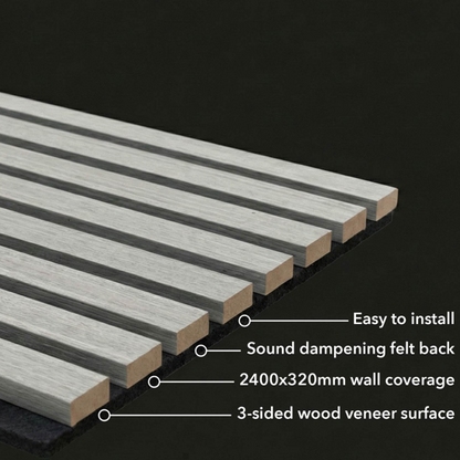 Panel Haus Premium - Panel de pared acústico de listones de madera de nogal (chapa por 3 caras) - 240 cm x 32 cm (paquete de 2)